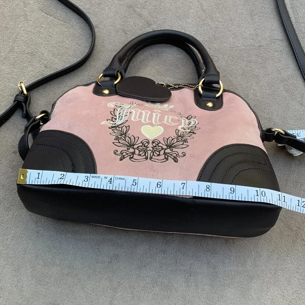 Juicy Couture Brushed Velvet and Faux Leather Handbag with Shoulder Strap - Picture 6 of 14